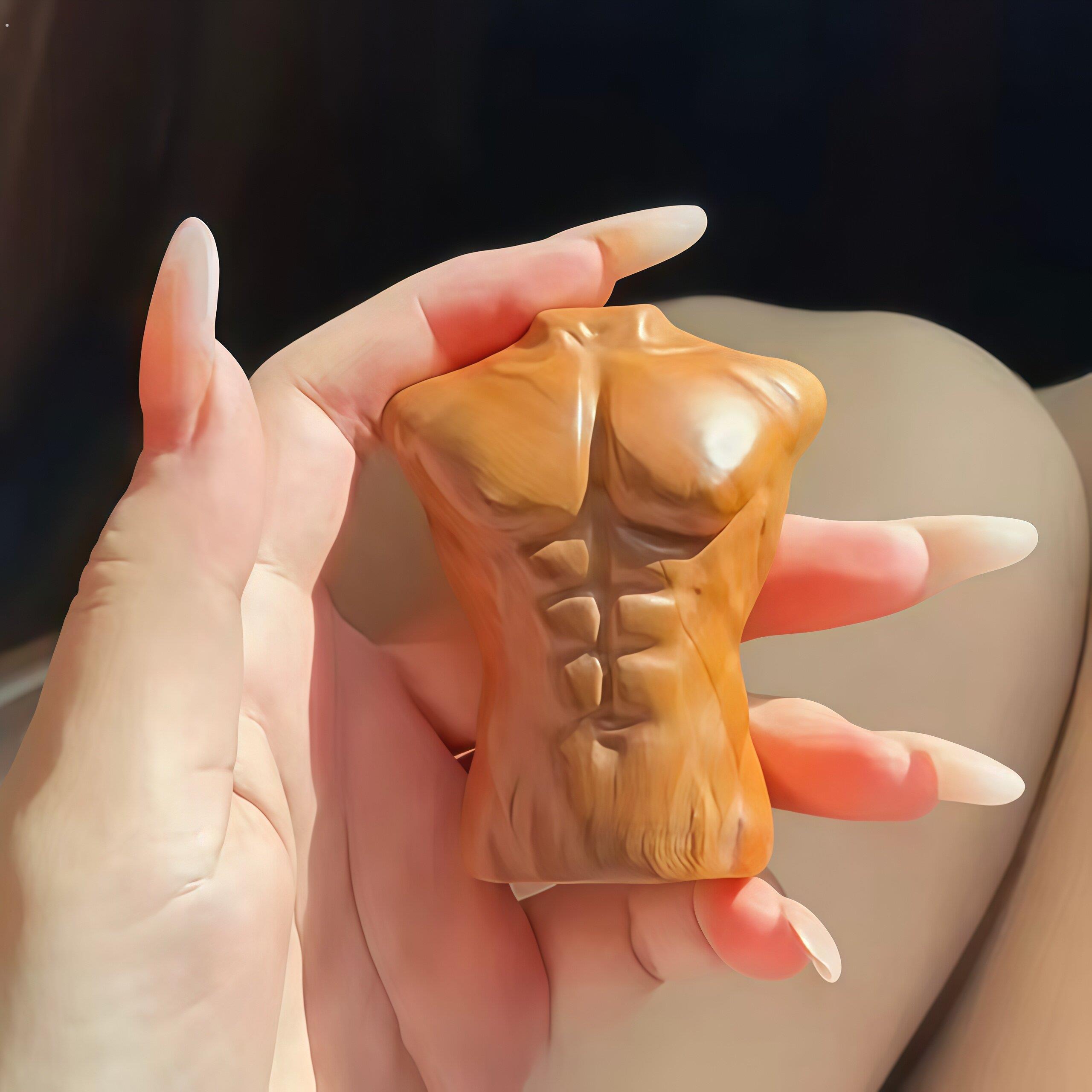 腹肌手把件女生精致文玩木雕手捻指尖小尺寸解压文玩六块腹肌核桃