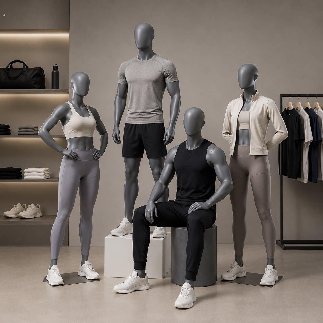 服装店跑步运动男模特道具全身橱窗假人偶女户外体育用品展示架