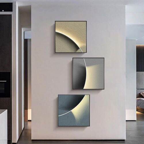 现代简约入户玄关装饰画肌理画高级感过道尽头壁画正对门墙面挂画