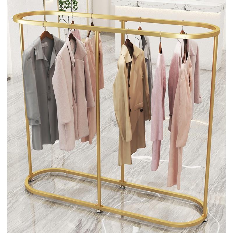 服装店展示架落地中岛专用挂衣架椭圆形装饰童装挂衣杆女装货架子