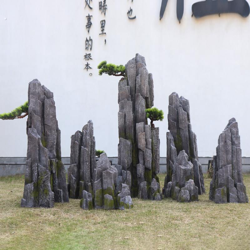 中式假山造景摆件别墅庭院水池装饰酒店会所楼梯下微景观假石美陈
