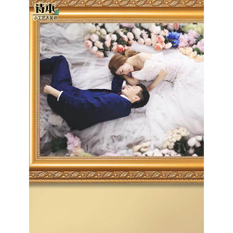 结婚照创意实木相框挂墙20 24 30 36寸婚纱照片框画框拼图框定制