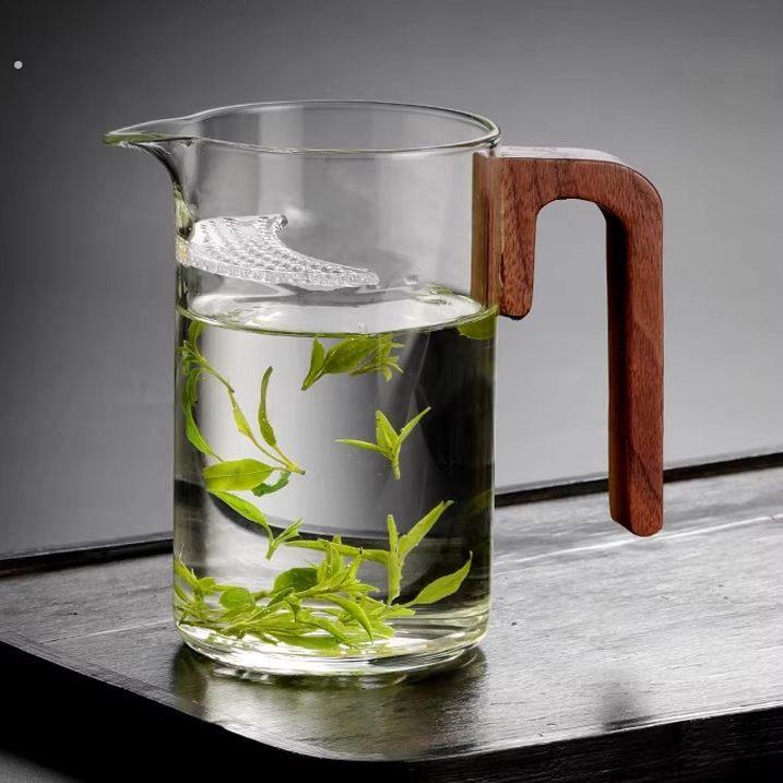 加厚玻璃泡茶壶绿茶泡茶器月牙茶漏过滤一体公杯耐热分茶器公道杯