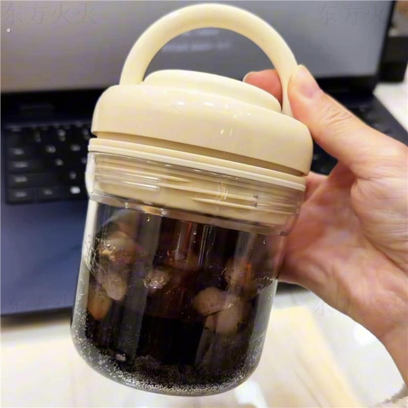 三合一冰格水杯一按脱冰咖啡冰杯带吸管外出便携随行杯制冰储冰杯
