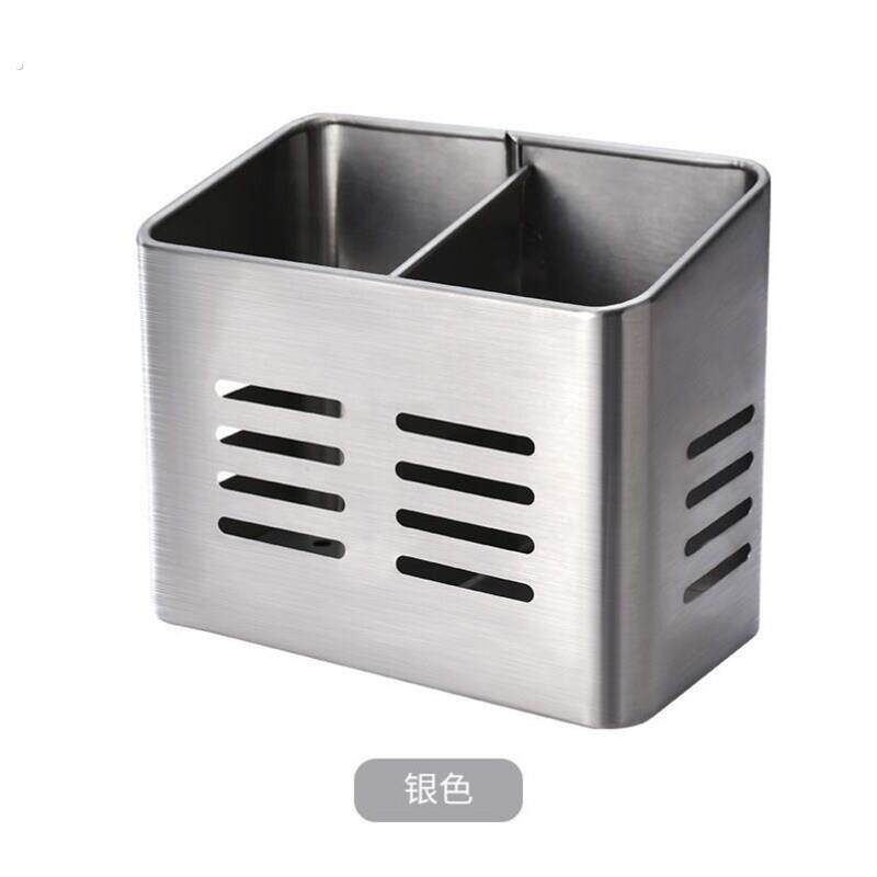加厚方形双格不锈钢筷子筒家用餐具厨房沥水筷笼筷架消毒柜收纳盒