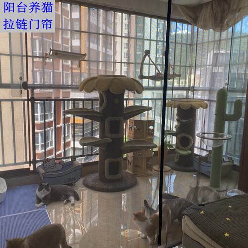 免打孔防宠物隔断窗阳台养猫纱网门帘猫咪专用软隔断产品