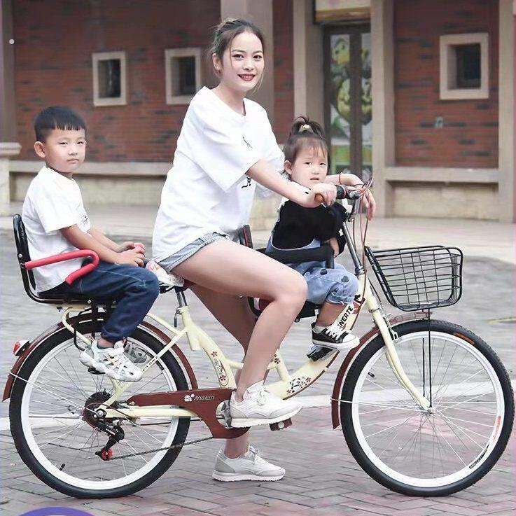 亲子母子车双人前后置护栏女上班接送小孩自行车变速可载安全单车