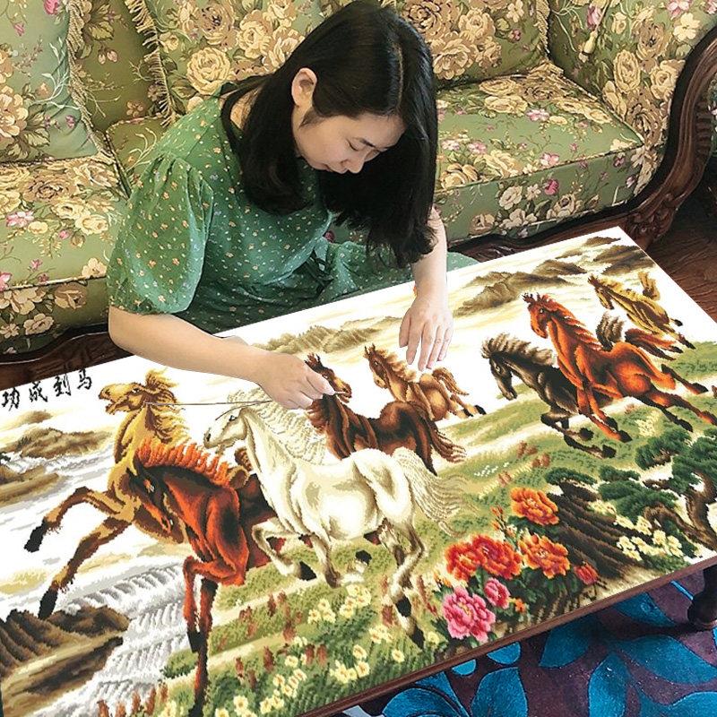 八骏图十字绣2023新款马到成功自己手工刺绣线绣客厅钻石画八匹马