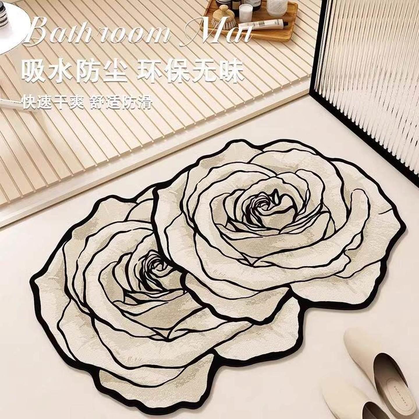 轻奢法式地毯浴室地垫卫生间洗漱台门口防滑垫耐脏吸水脚垫硅藻泥