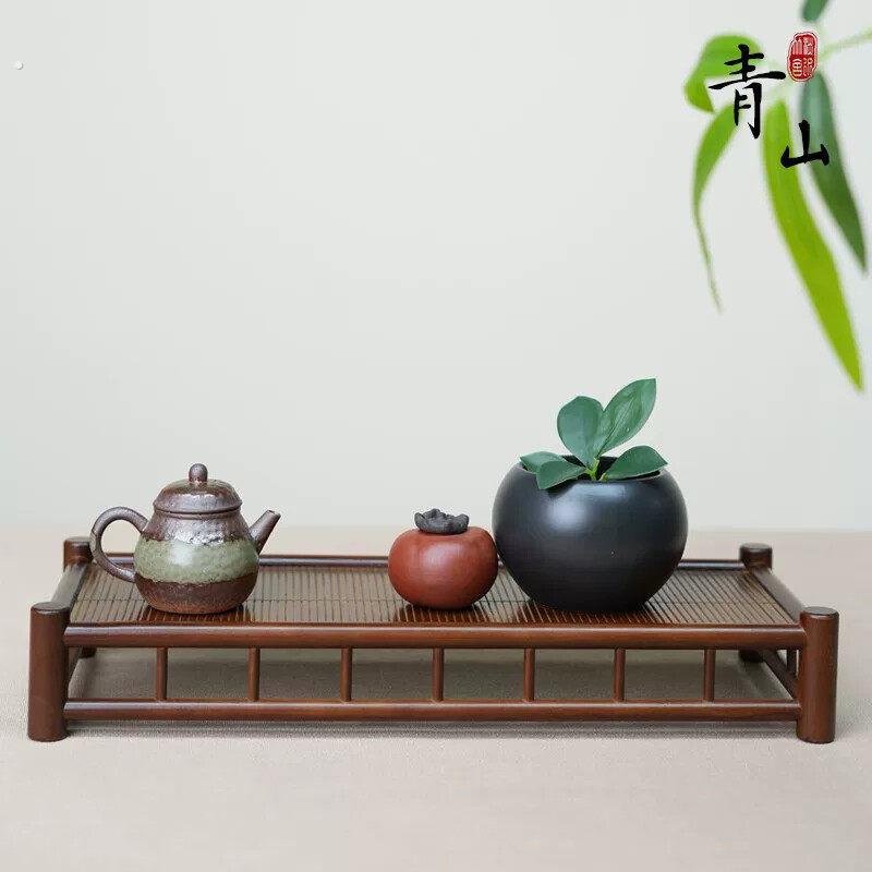 青山茶具茶室中式主人杯茶道竹制收纳架干泡纯手工茶台简约家用