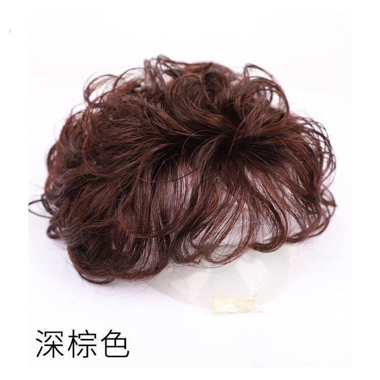 遮头顶白发头饰真发头顶补发块女短卷发假发中老年妈妈蓬松自然增
