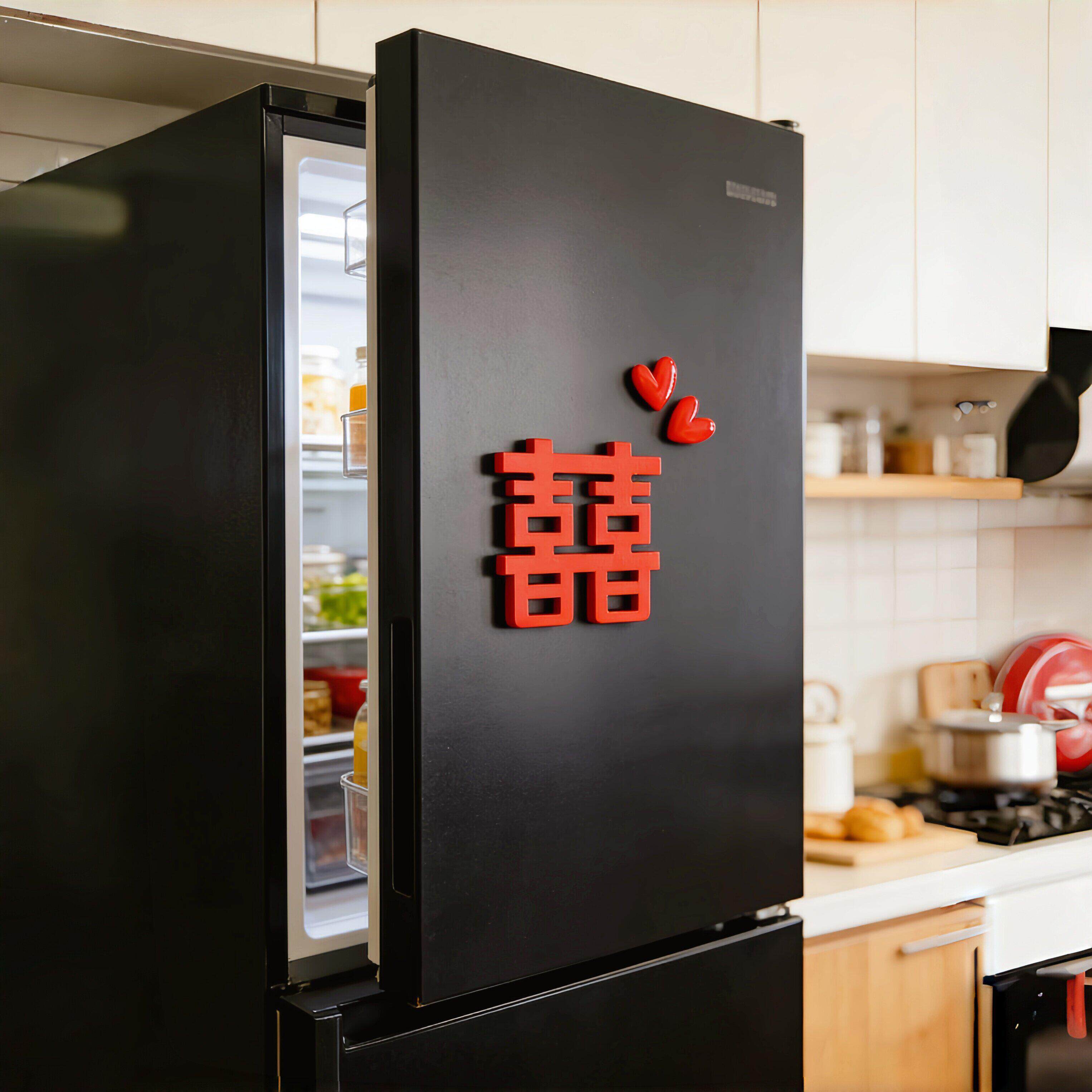 结婚布置婚房装饰双喜字爱心冰箱入户门磁吸贴饰婚庆新房氛围装扮