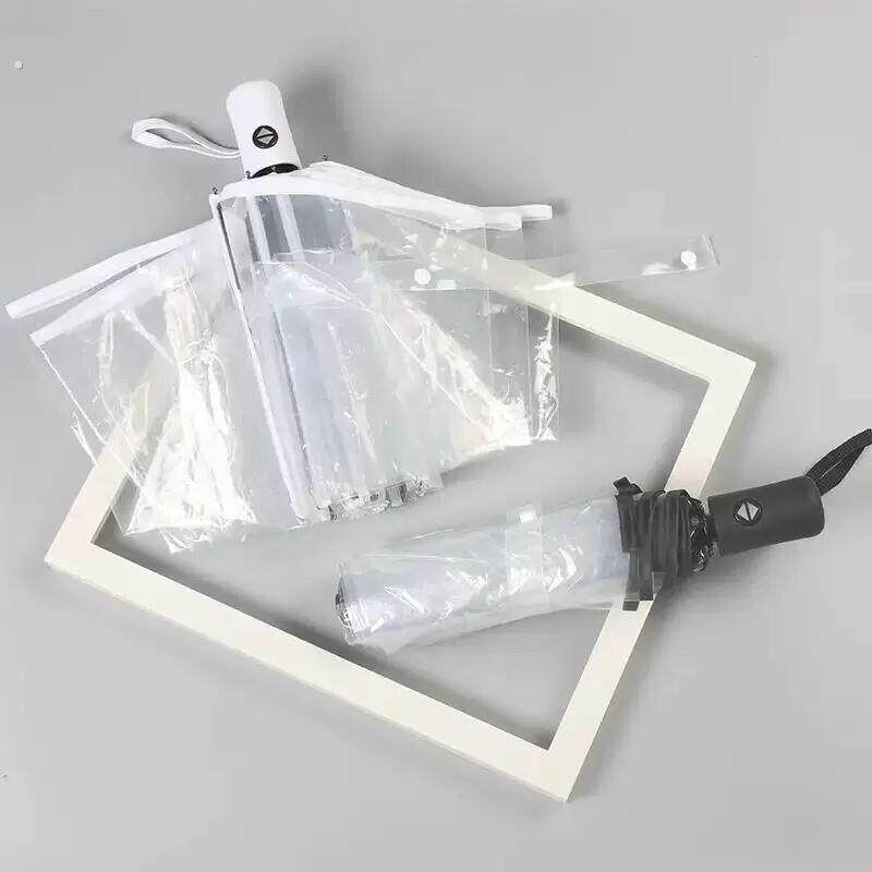 透明雨伞可折叠白色日系三折伞男女生高颜值网红拍照伞大号自动伞