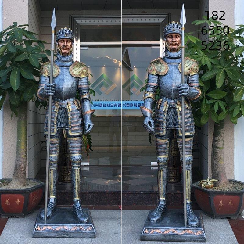 欧式迎宾人物大摆件复古罗马盔甲武士酒吧门厅大型骑士剧本杀道具