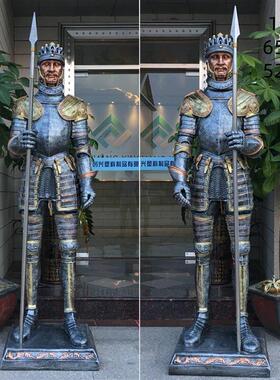欧式迎宾人物大摆件复古罗马盔甲武士酒吧门厅大型骑士剧本杀道具