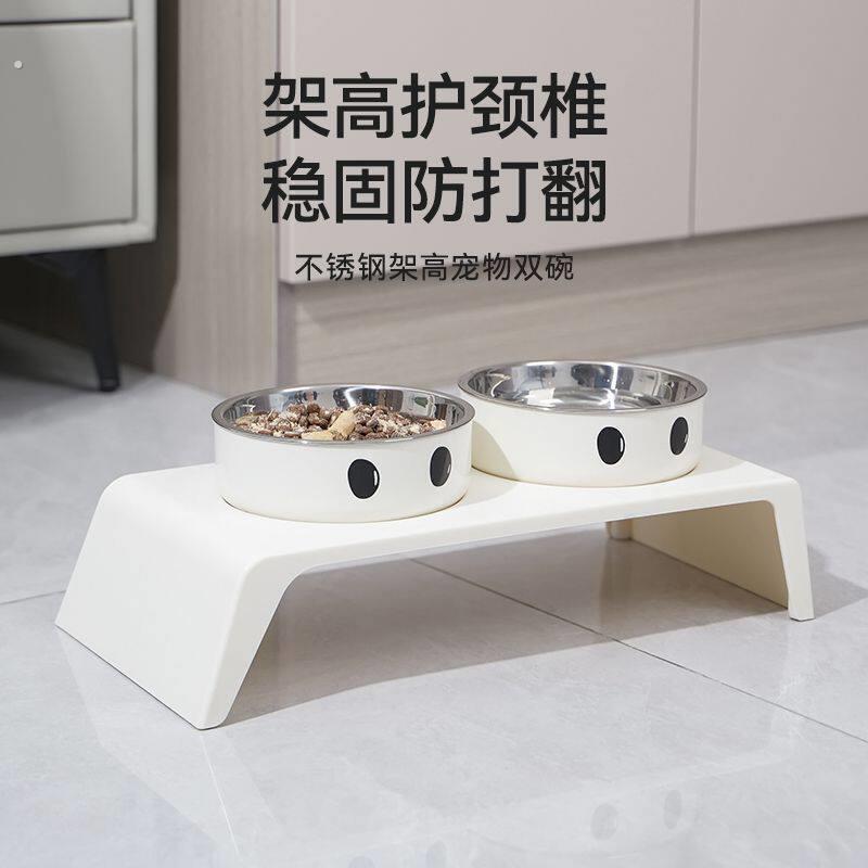 宠物碗狗狗猫咪护颈高脚碗狗狗不锈钢大容量双碗防打翻猫碗狗碗