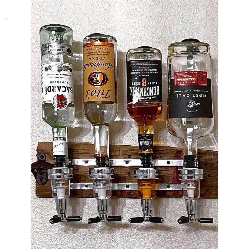 壁挂式倒酒架调酒架挂壁式酒架自助调酒机量取基酒调酒工具墙厂家