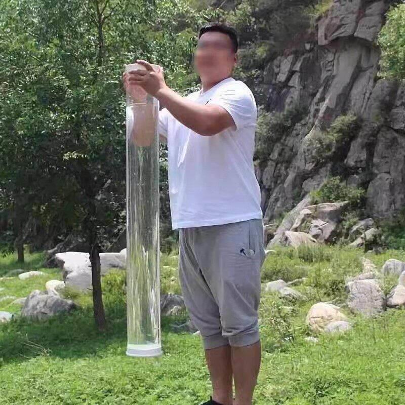 超高深桶圆柱形细高长塑料水桶透明防水测试桶压克力桶特大加厚