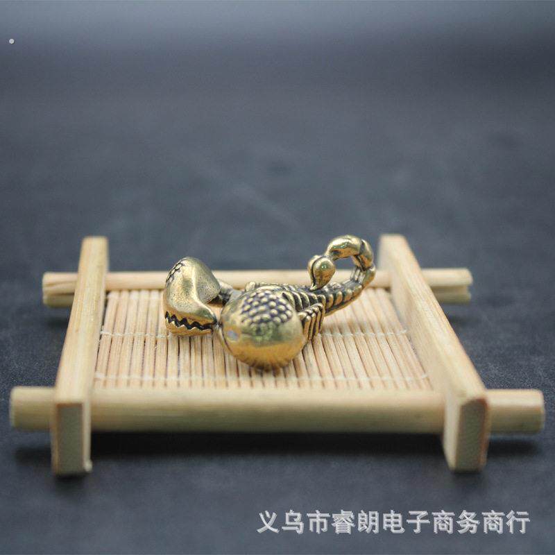 黄铜实心蝎子汽车钥匙扣挂件项链吊坠做旧个性随身小饰品