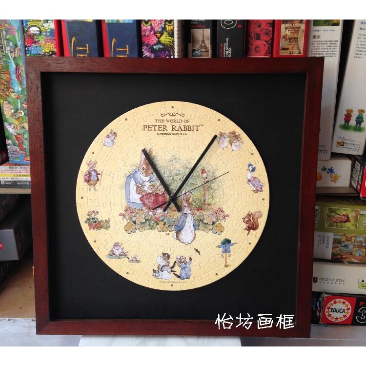 雷诺瓦时钟点拼图框制作立体拼图相框圆形浮裱拼图画框定制30直径