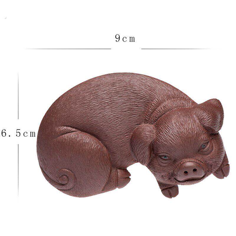 新茶宠摆件紫砂可养精品拉毛生肖猪扁猪雕塑茶玩茶盘装饰精美礼品