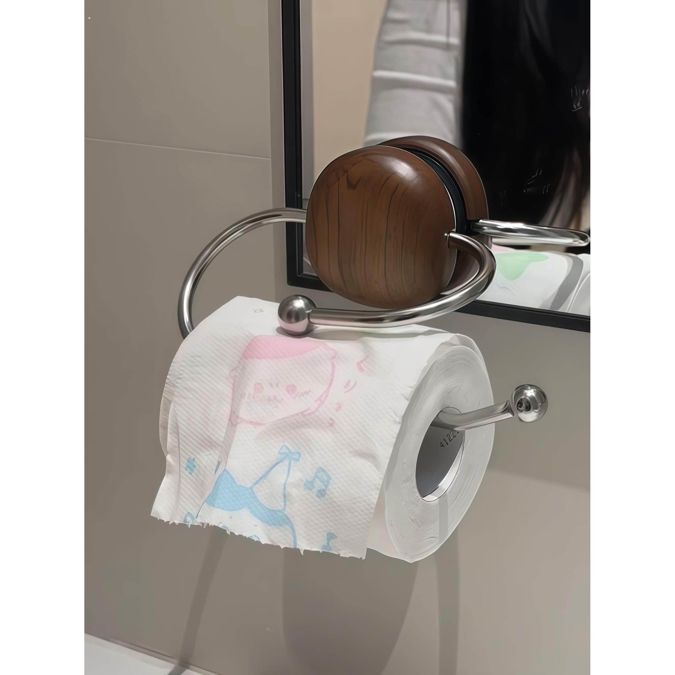 原木风鹅卵石纸巾架卷纸吸盘挂钩家用墙上无痕粘钩免打孔收纳挂架