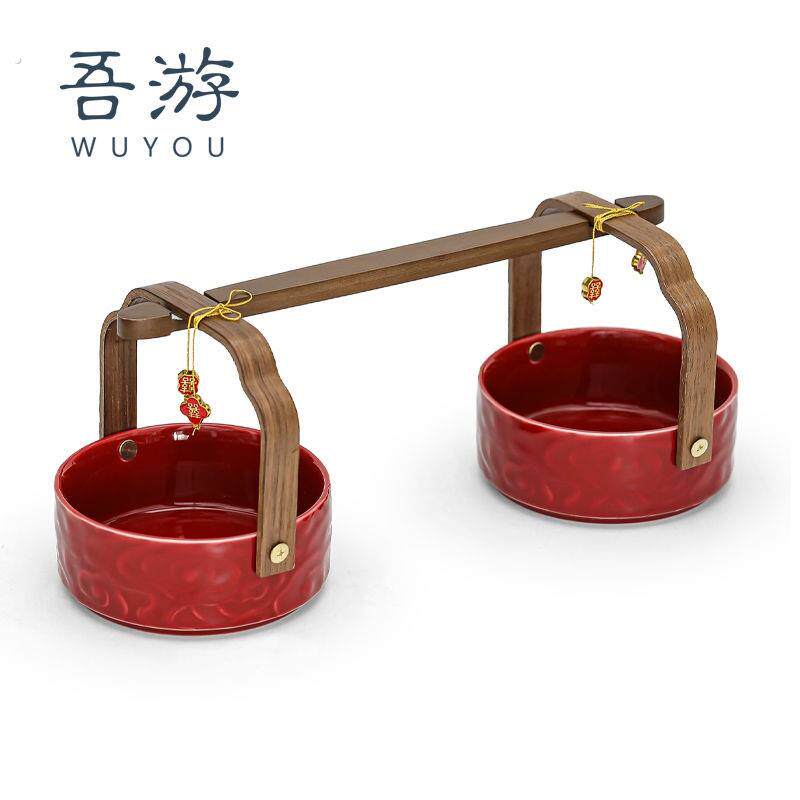 吾游结婚子孙桶送新人红色小喜桶一对婚庆用品女方陪嫁小红桶摆件