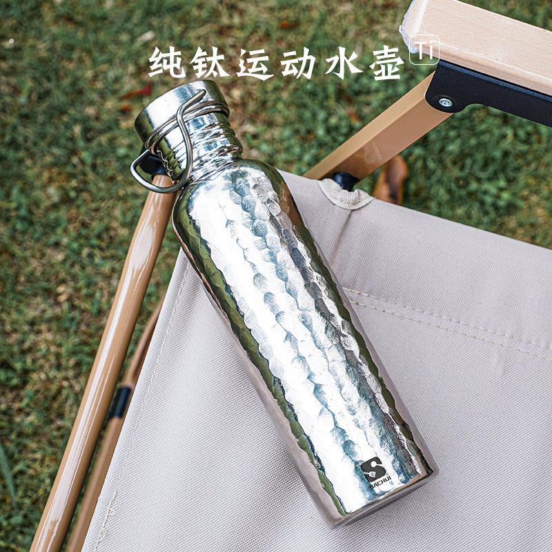 外贸纯钛户外运动水壶骑行专用大容量单层轻质钛水杯登山旅行便携