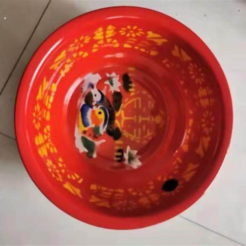传统家用大号洗脸红喜铁盆结婚庆用品老式怀旧加厚泡脚洗菜