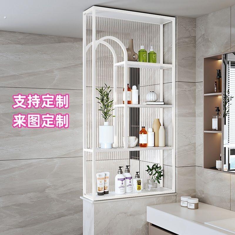化妆室半墙隔断柜子玄关干湿洗手台客厅置物架铁艺隔断现代