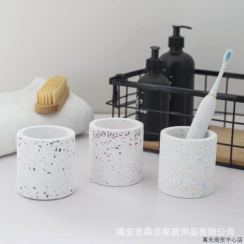 水磨石硅藻土牙刷座创意牙具垫牙刷杯浴室用品吸水干燥牙刷架