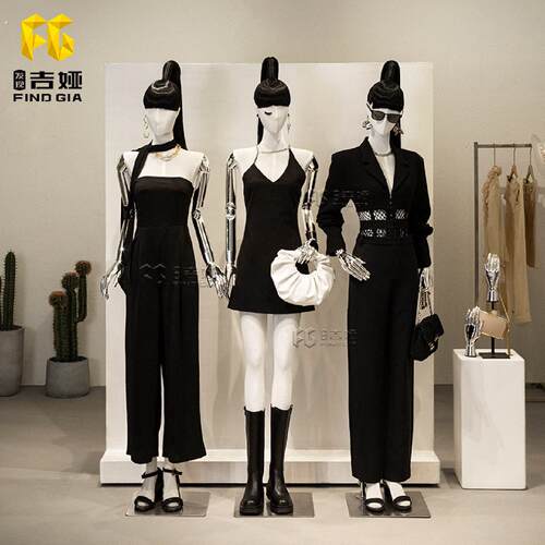 服装店高档潮酷全身半身女模道具直角肩展示人台橱窗展示架模特