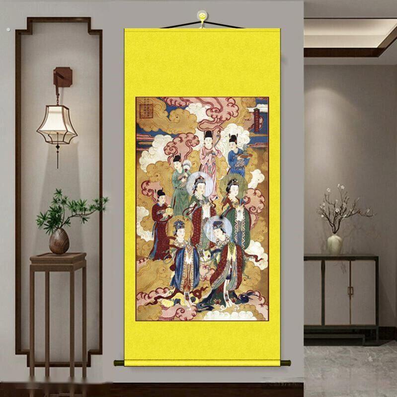 古画版碧霞元君圣像图三霄娘娘众像画像竖版卷轴挂画装饰画定制