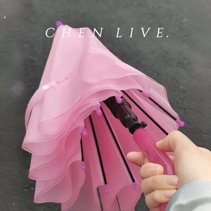 透明加固加厚变色2025加大晴雨高颜值长柄新款雨伞雨伞磨砂两用