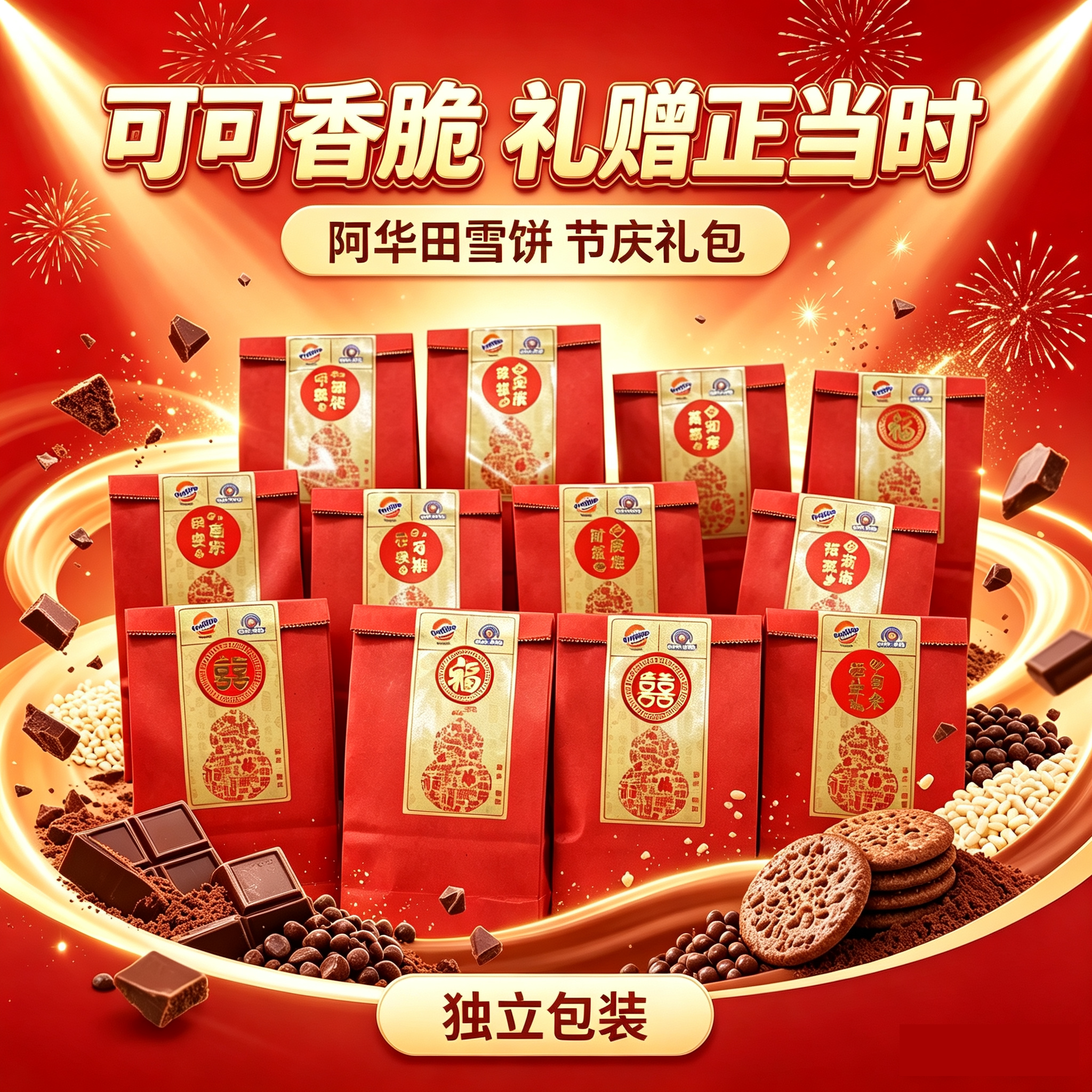 阿华田雪饼喜饼玖洲拾分米菓散装饼干结婚礼满月寿宴周岁乔迁回礼