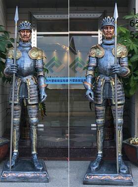 欧式迎宾人物大摆件复古罗马盔甲武士酒吧门厅大型骑士剧本杀道具