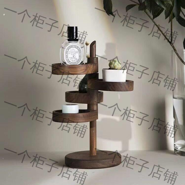 实木可旋转置物架可放四层多容量化妆品首饰桌面收纳架卧室台式