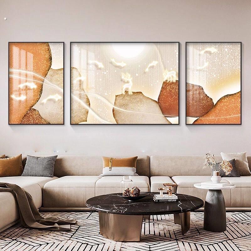 墙画客厅装饰画楼梯口现代简约三联画卧室壁画轻奢沙发背景墙挂画