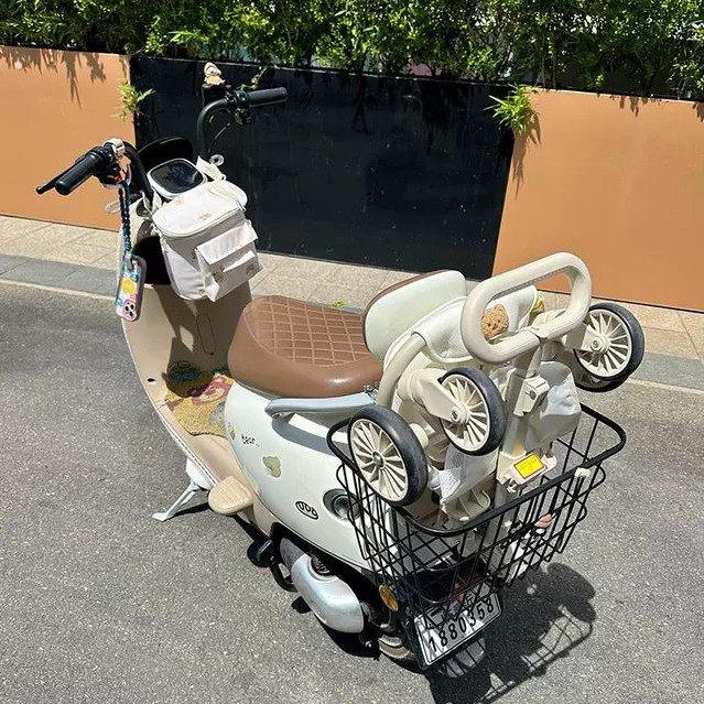 电动车后置车筐电动车防水后尾箱机车大容量遛娃神器后置物车篓