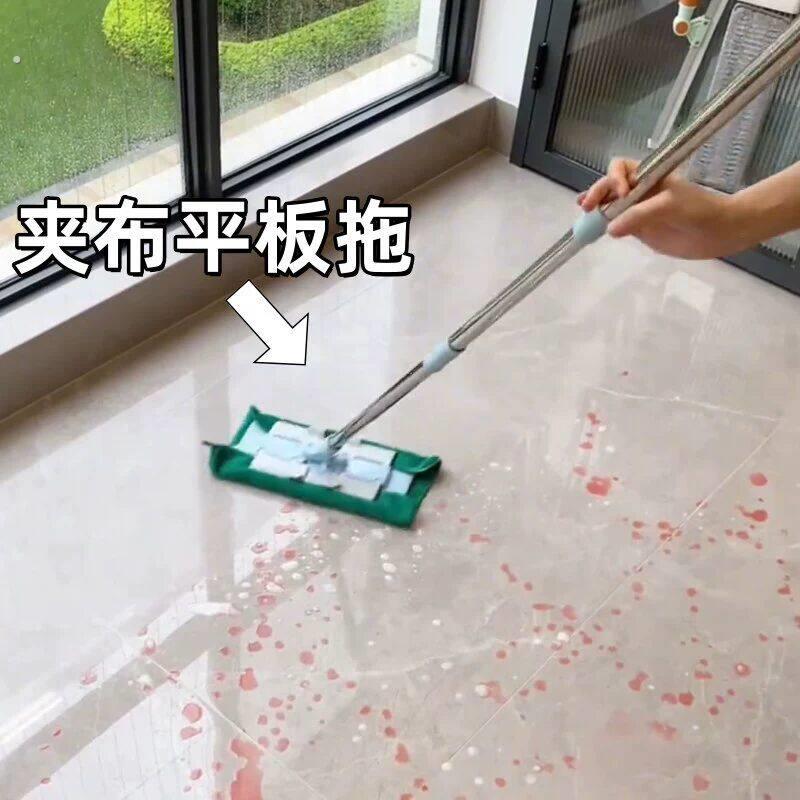 保洁专用夹布拖把免手洗家用吸水一拖净毛巾干湿两用懒人拖地神器