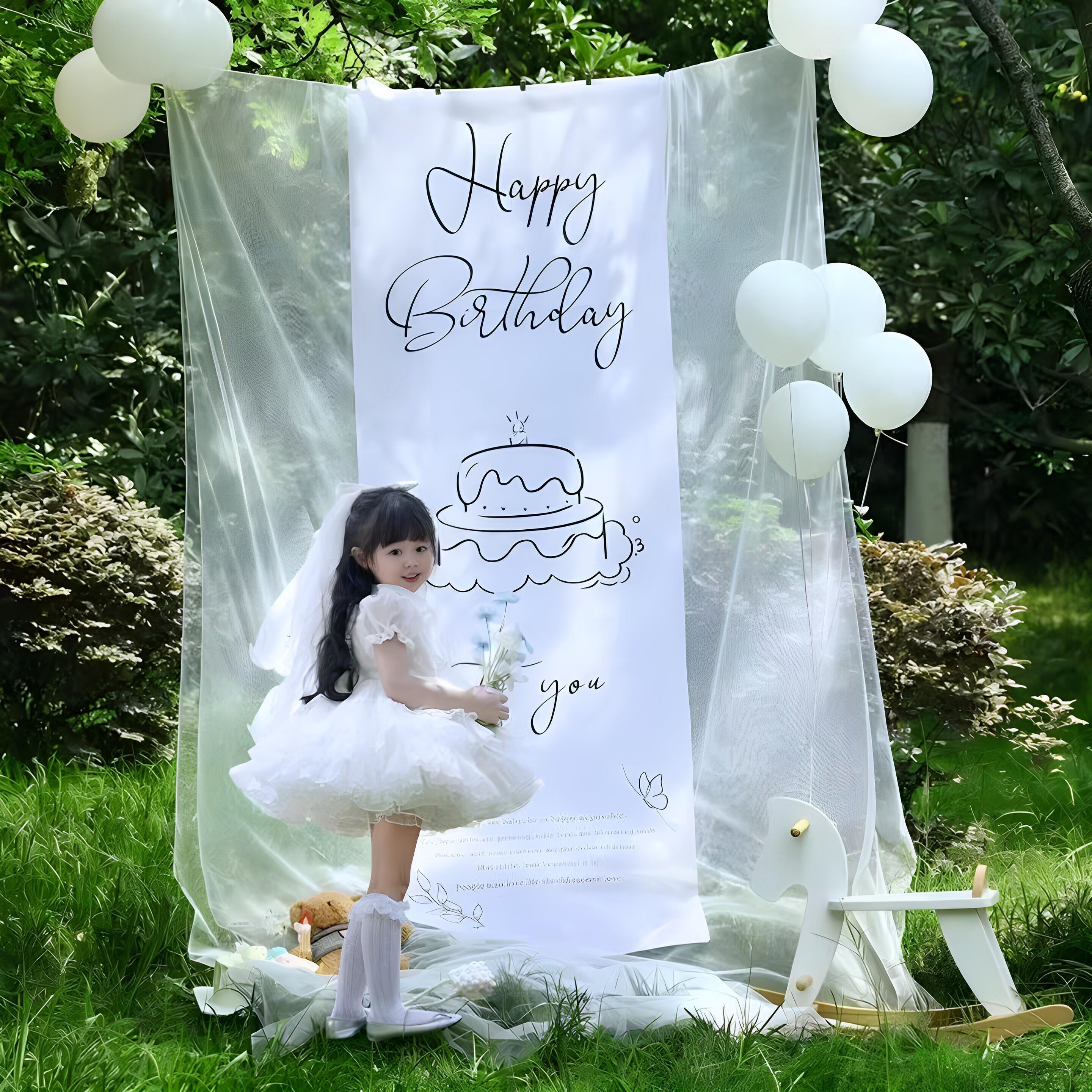 小红书同款女孩氛围感户外生日场景布置装饰网纱背景挂布拍照道具