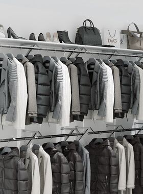 服装店上墙展示架简约女装店衣服货架壁挂式童装挂衣架轻体砖可用