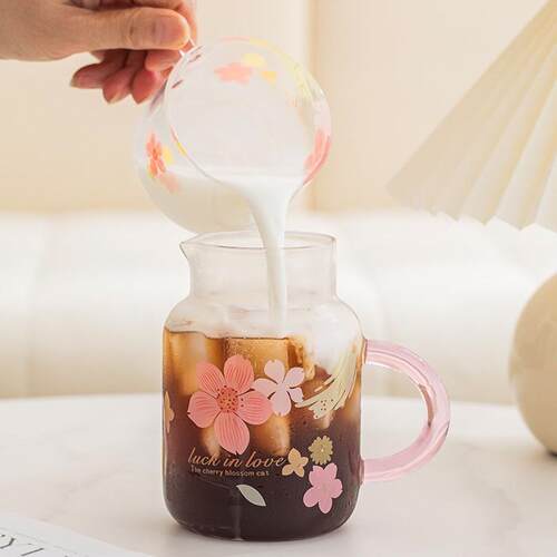 茶杯樱花杯玻璃杯水壶家用办公室耐热花茶杯子小清新单人茶水套装