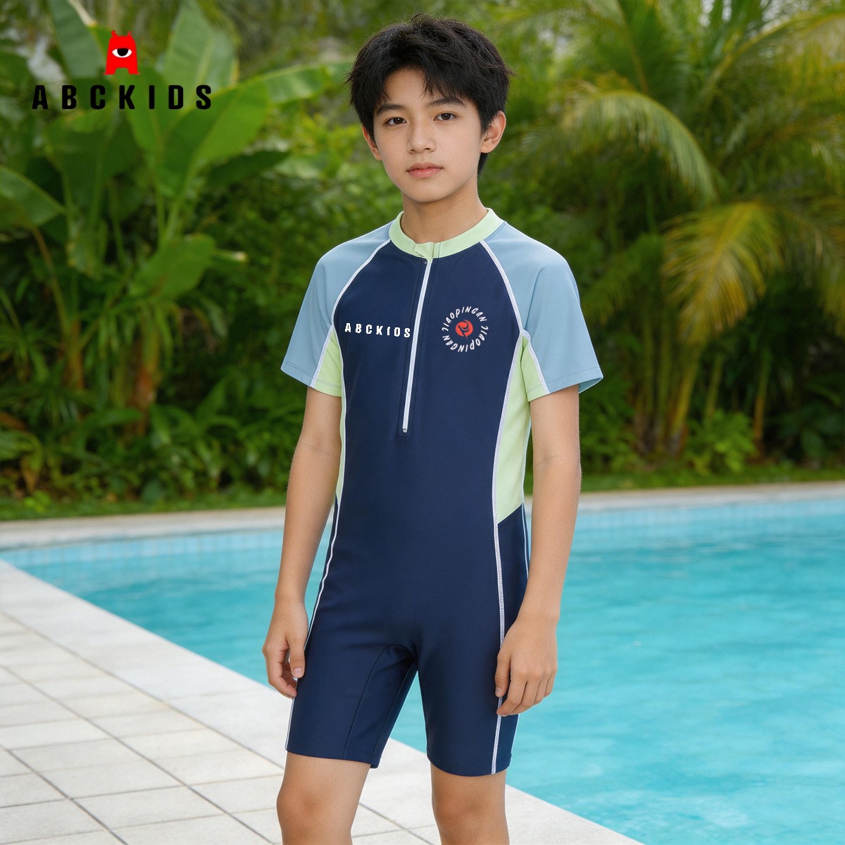 Abckids儿童泳装中大童游泳衣服2026夏季新款时尚泳衣儿童泳衣