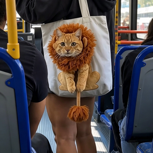 带宠出行！小狮子猫包外出便携帆布包立体玩偶手提露头透气单肩包