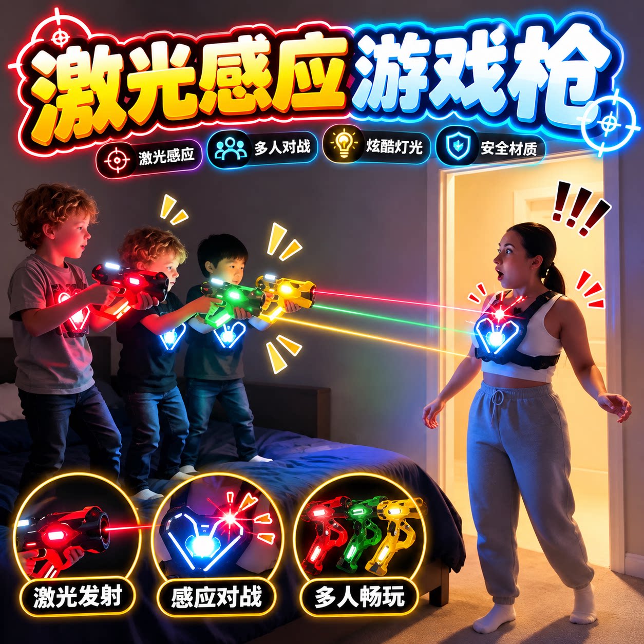 真人CS！激光感应对战枪多人互动游戏儿童益智玩具男孩生日小礼物