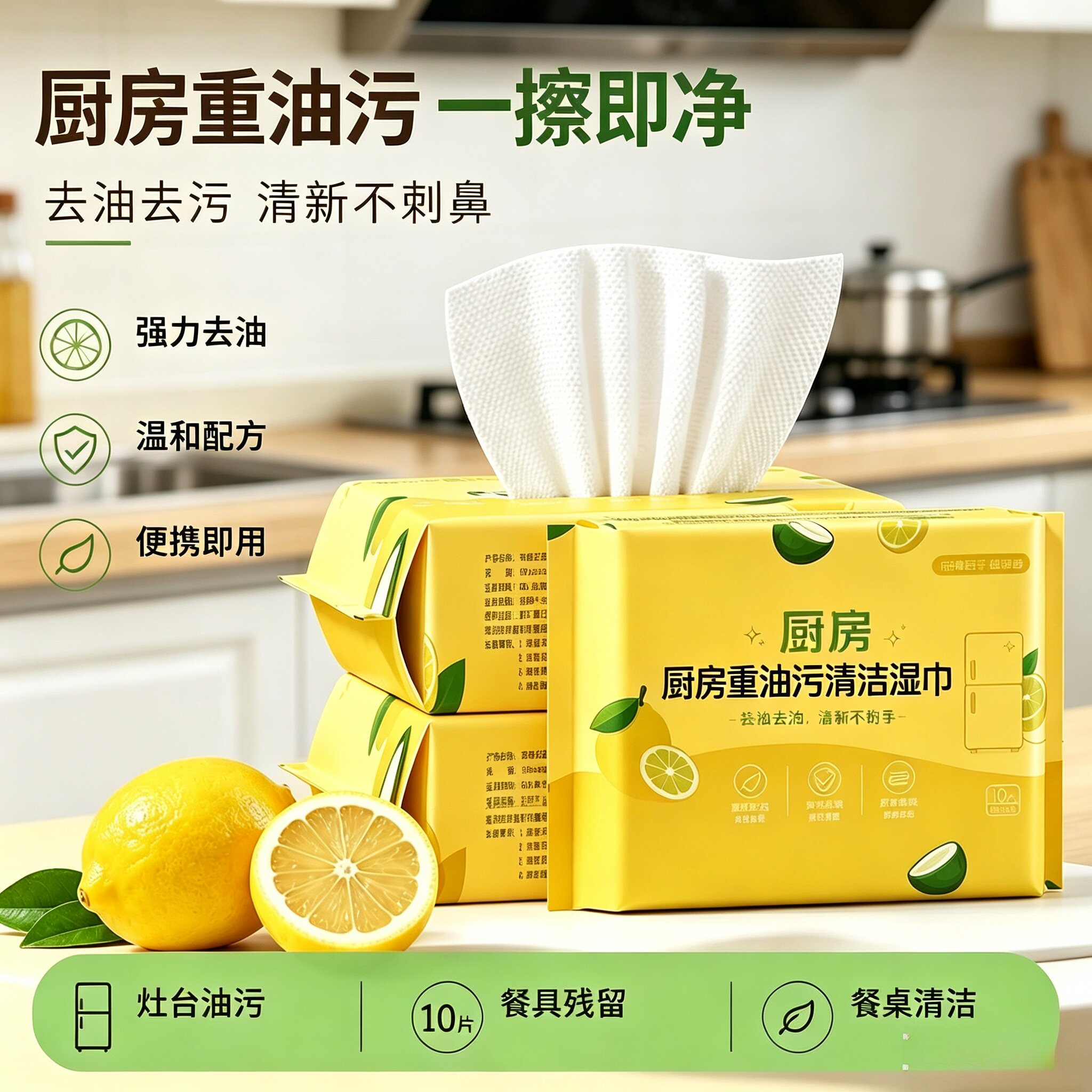 【抢!10包】冰箱清洁湿巾多用途清洁湿巾厨房油烟机去油污JW5