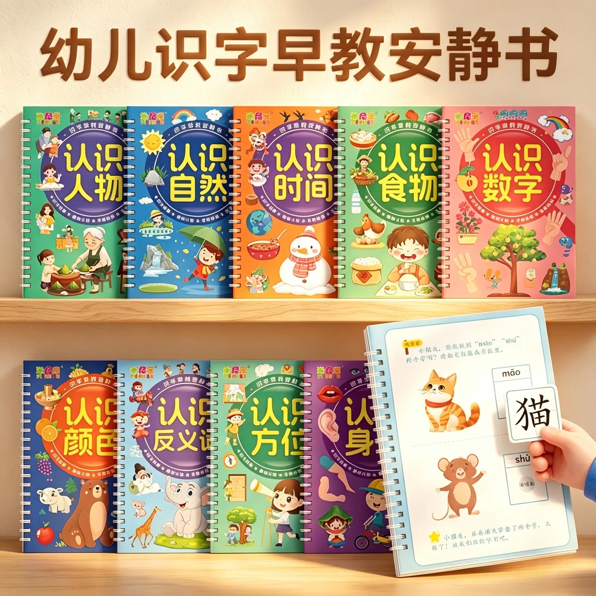【幼儿启蒙】识字早教安静书幼儿启蒙游戏书学前认字粘贴认知WT2