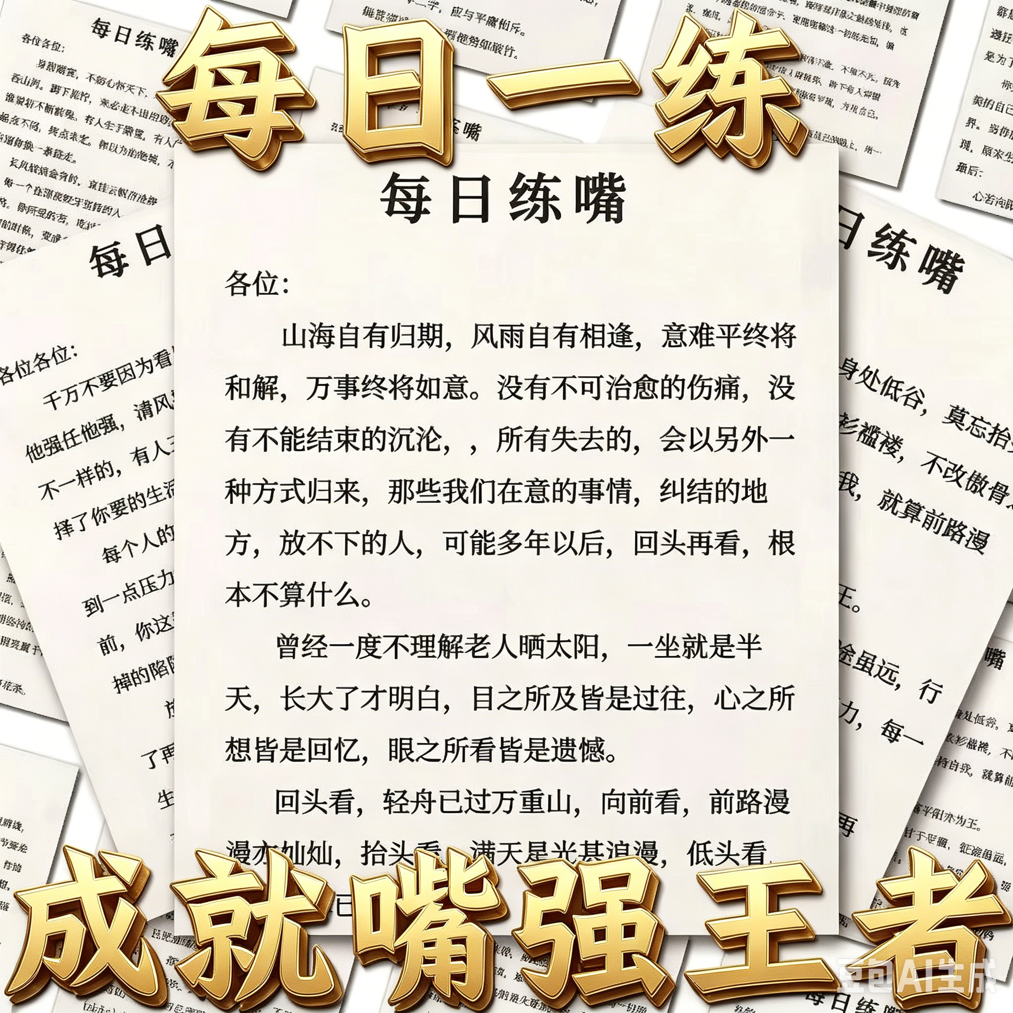 64张大号必读每日读物每日练嘴贴纸画帖提升口才训练贴画便贴WT