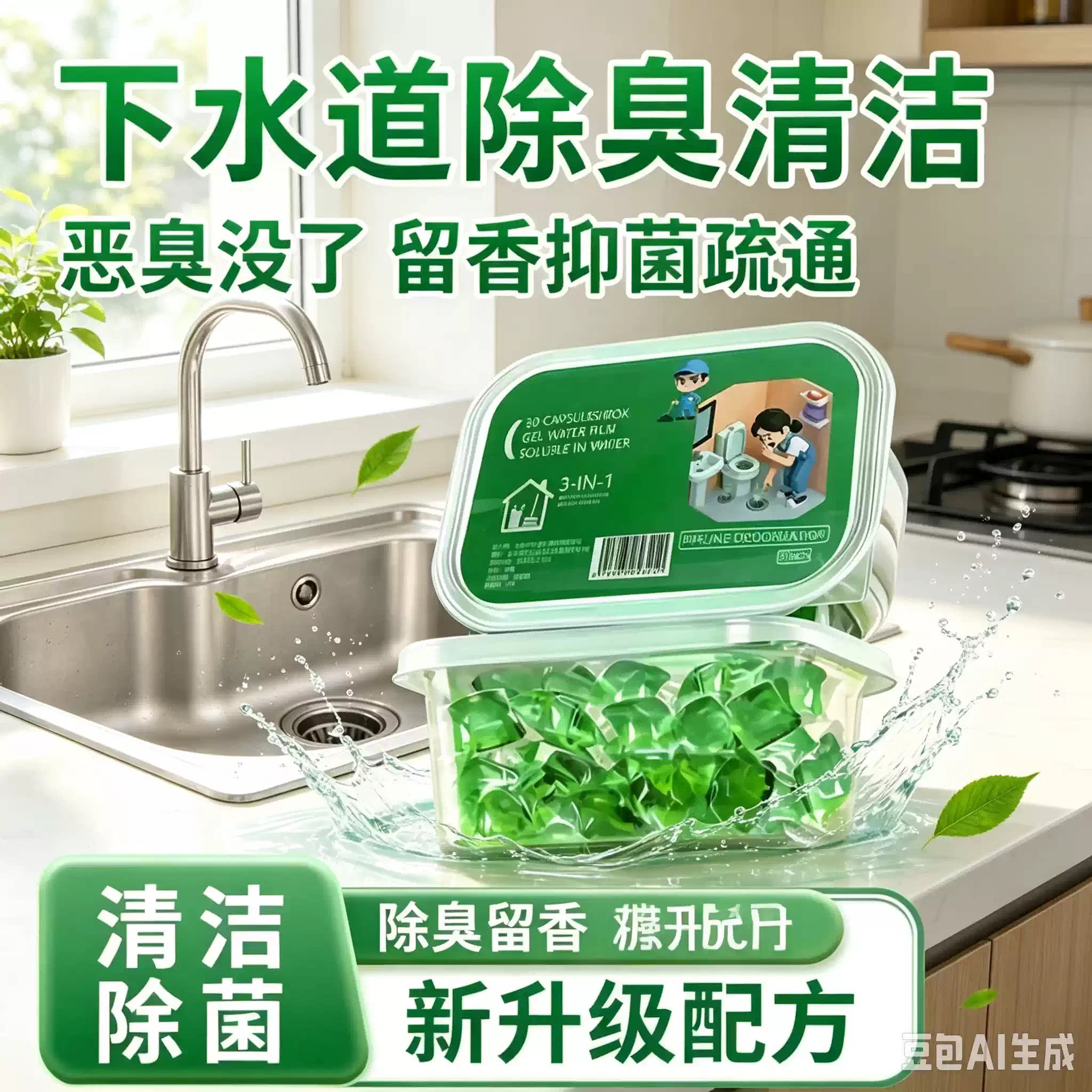 【到手100颗】防返臭神器防臭疏通厨房下水管厕所地漏除臭WT-B